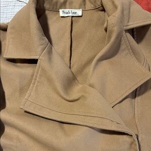Peach Love California Tan Trench Coat with Wide Lapel Size Large